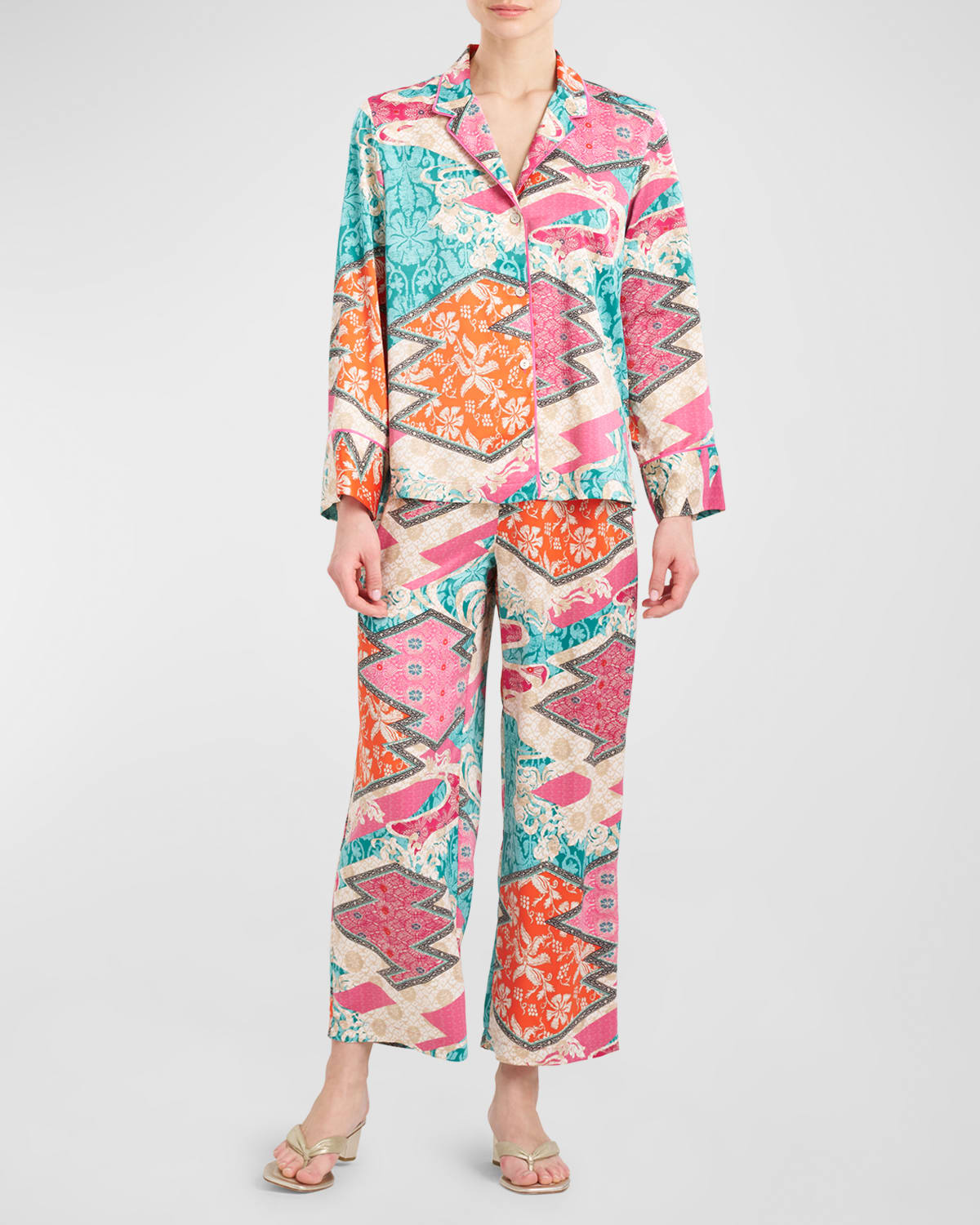 Natori Orient Express Cropped Floral-Print Pajama Set
