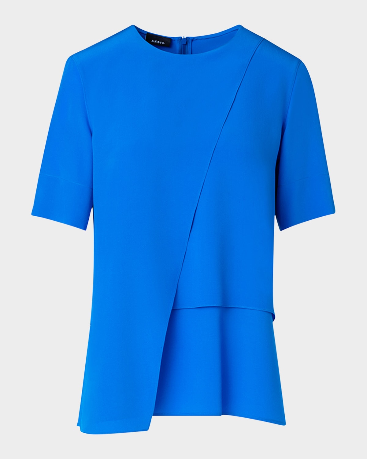 Akris Short-Sleeve Layered Silk Blouse