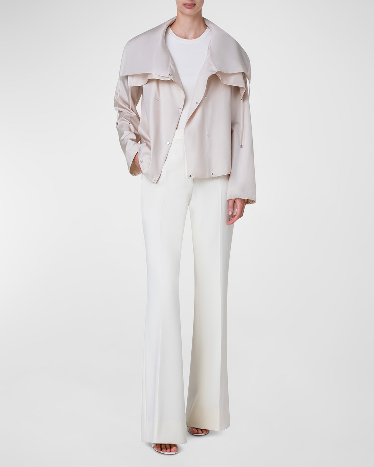 Akris Calvaro Layered Silk Double-Breasted Jacket