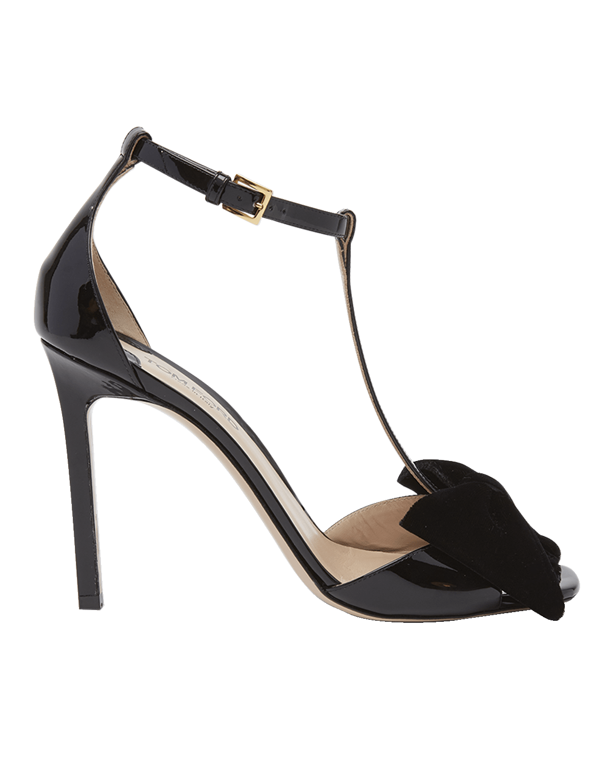 TOM FORD Patent Bow T-Strap Stiletto Sandals