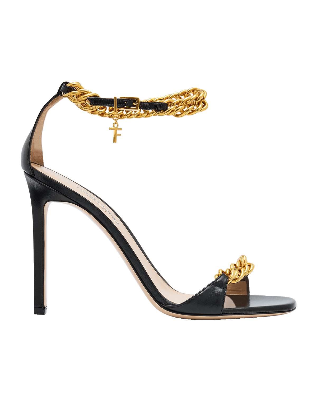 TOM FORD Leather Chain Ankle-Strap Stiletto Sandals