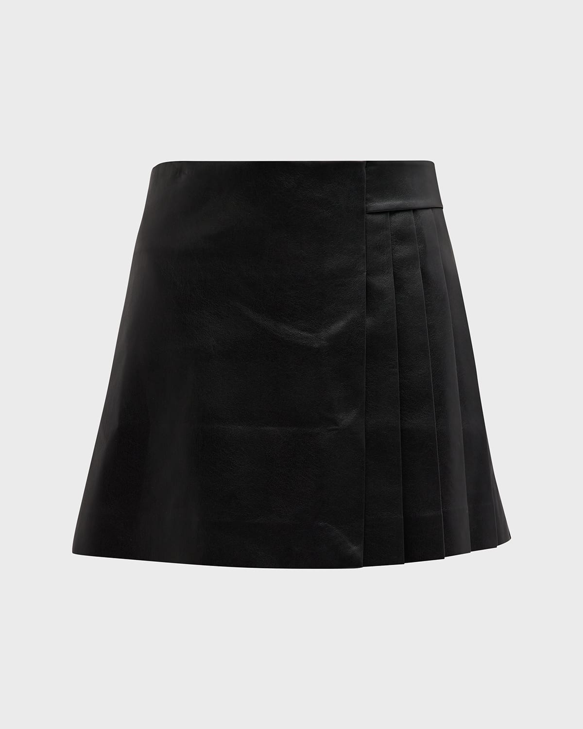 Alice + Olivia Toni Vegan Leather Asymmetric Pleated Mini Skirt