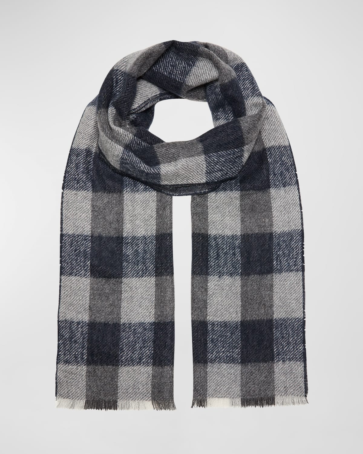 Alonpi Men's Cashmere Doubled-Faced Check Scarf