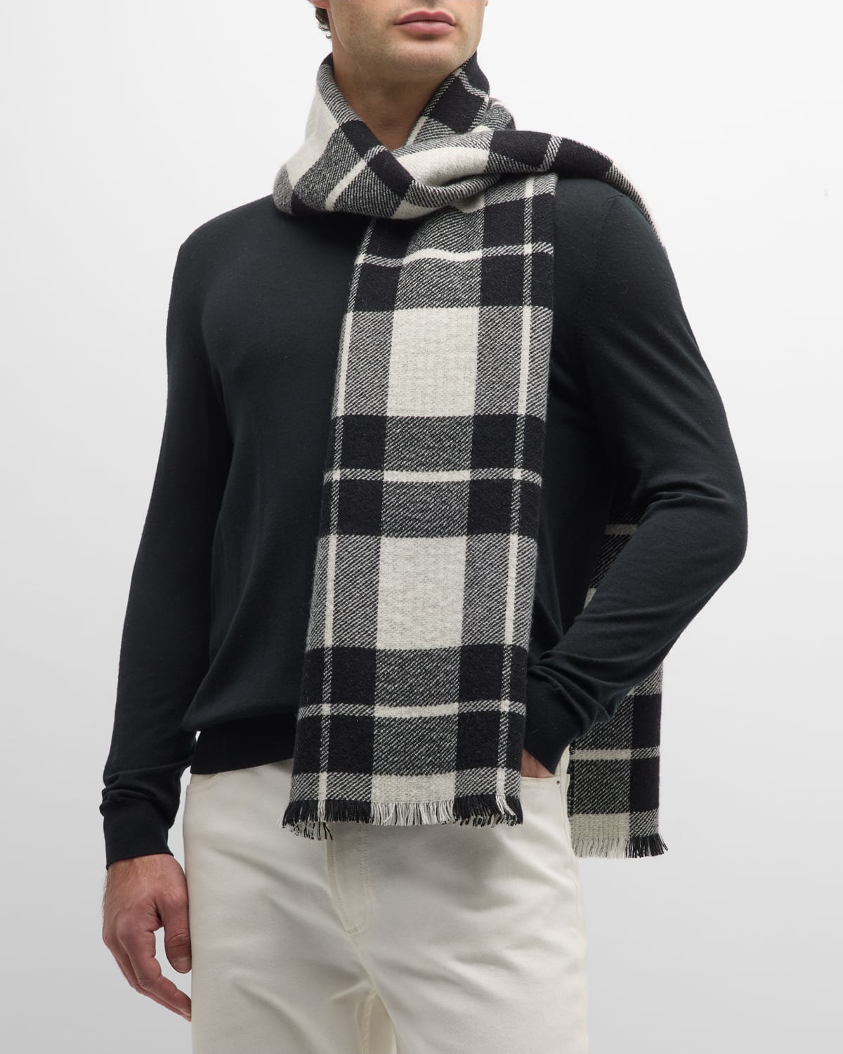 Alonpi Unisex Cashmere Plaid Double-Face Scarf