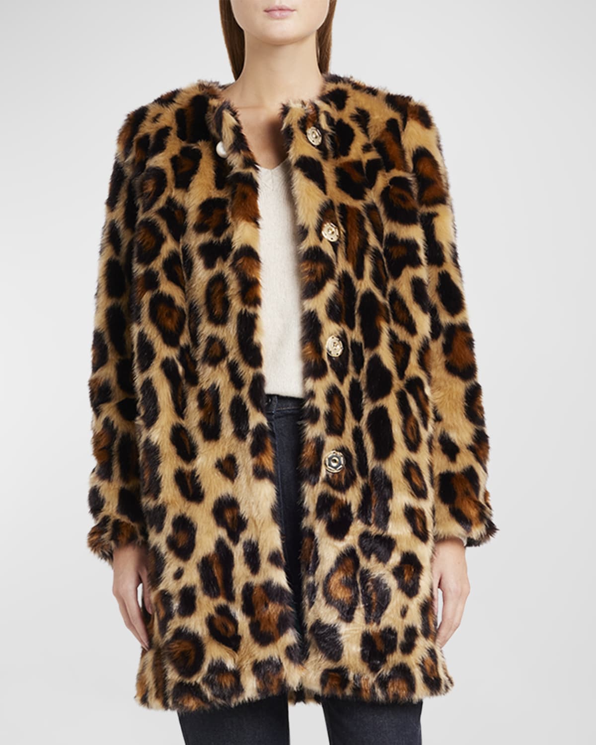 Alabama Muse Kate Leopard-Print Faux Fur Coat