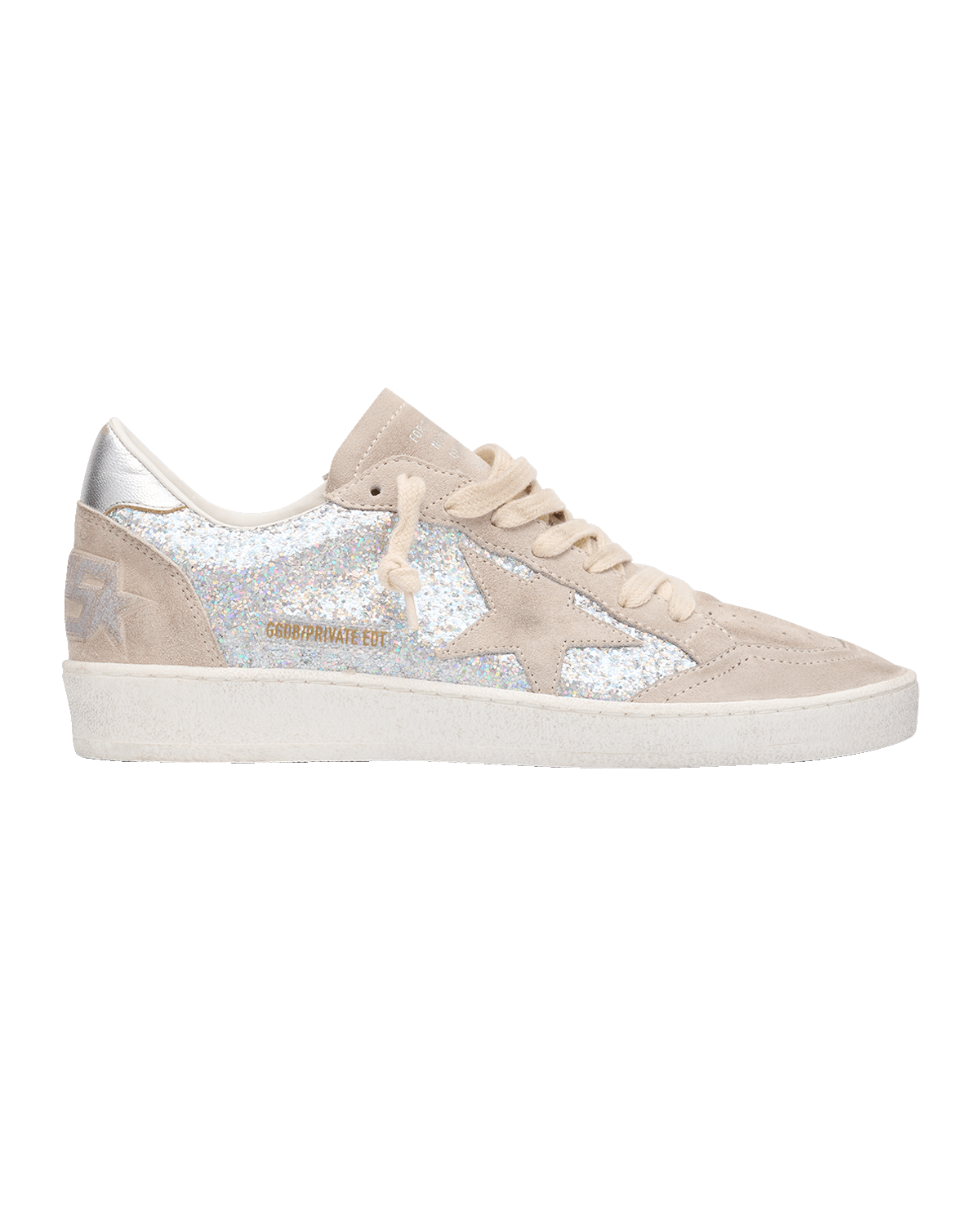 Golden Goose Ballstar Glitter Suede Low-Top Sneakers