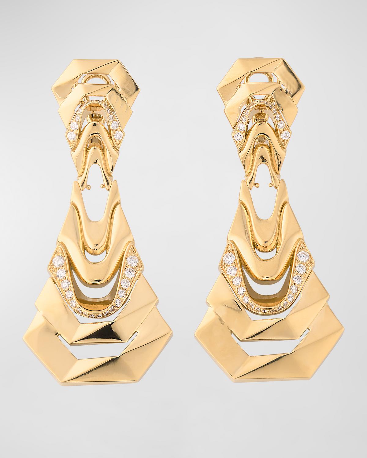 18k Yellow Gold Diamond White Crow Earrings