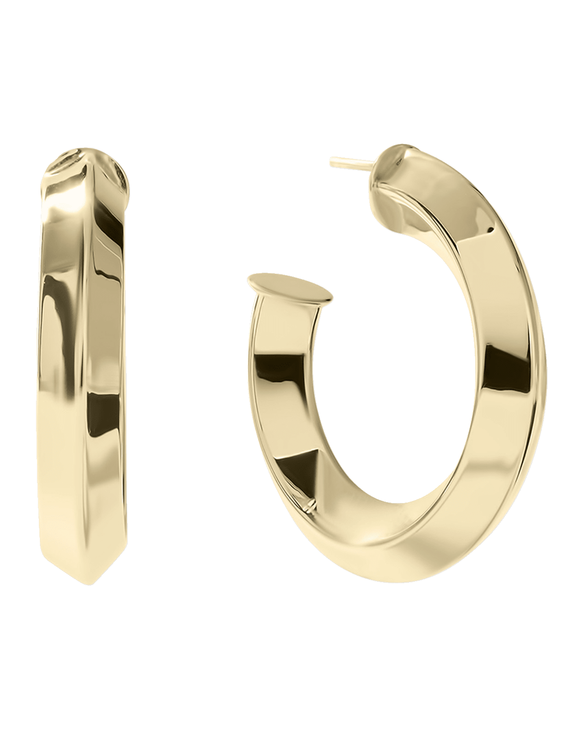 LANA 14k Gold Knife-Edge Hollow Hoop Earrings