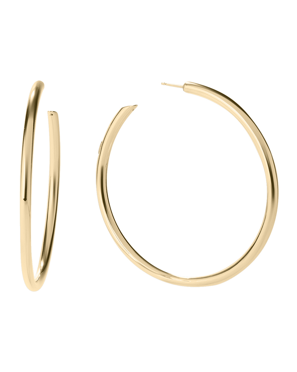 LANA 14K Gold Hollow Hoop Earrings With Diagonal Edges