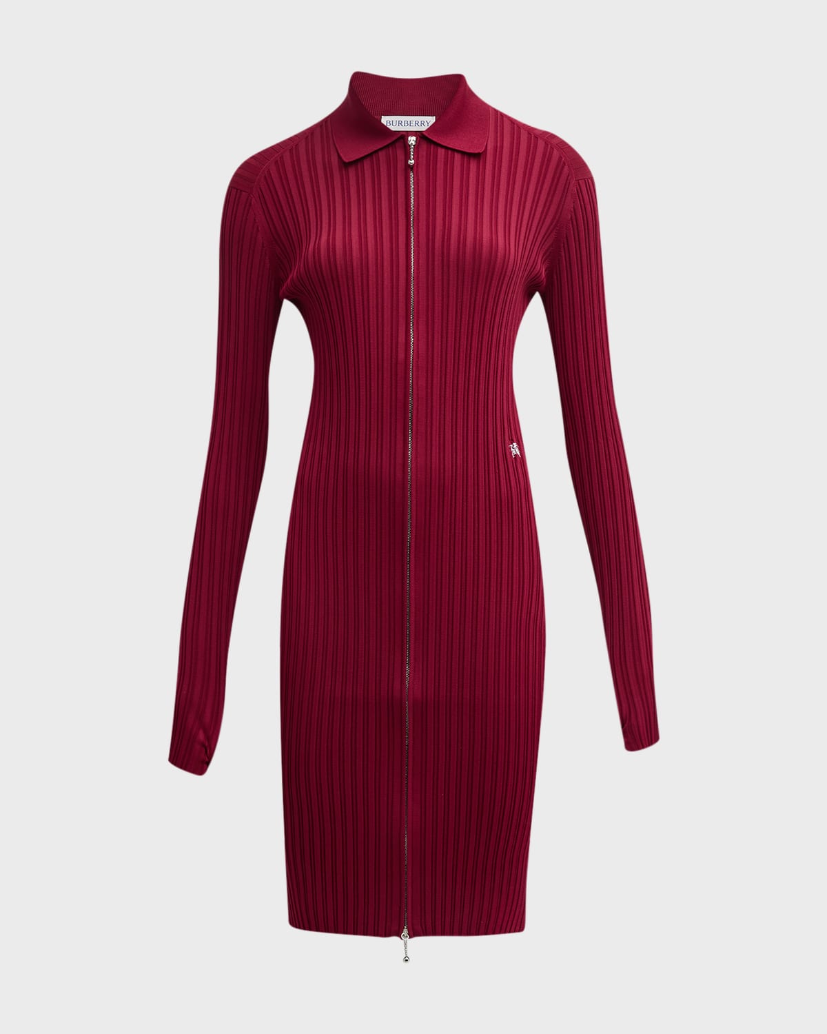 Burberry Ribbed Knit Zip-Up Dress