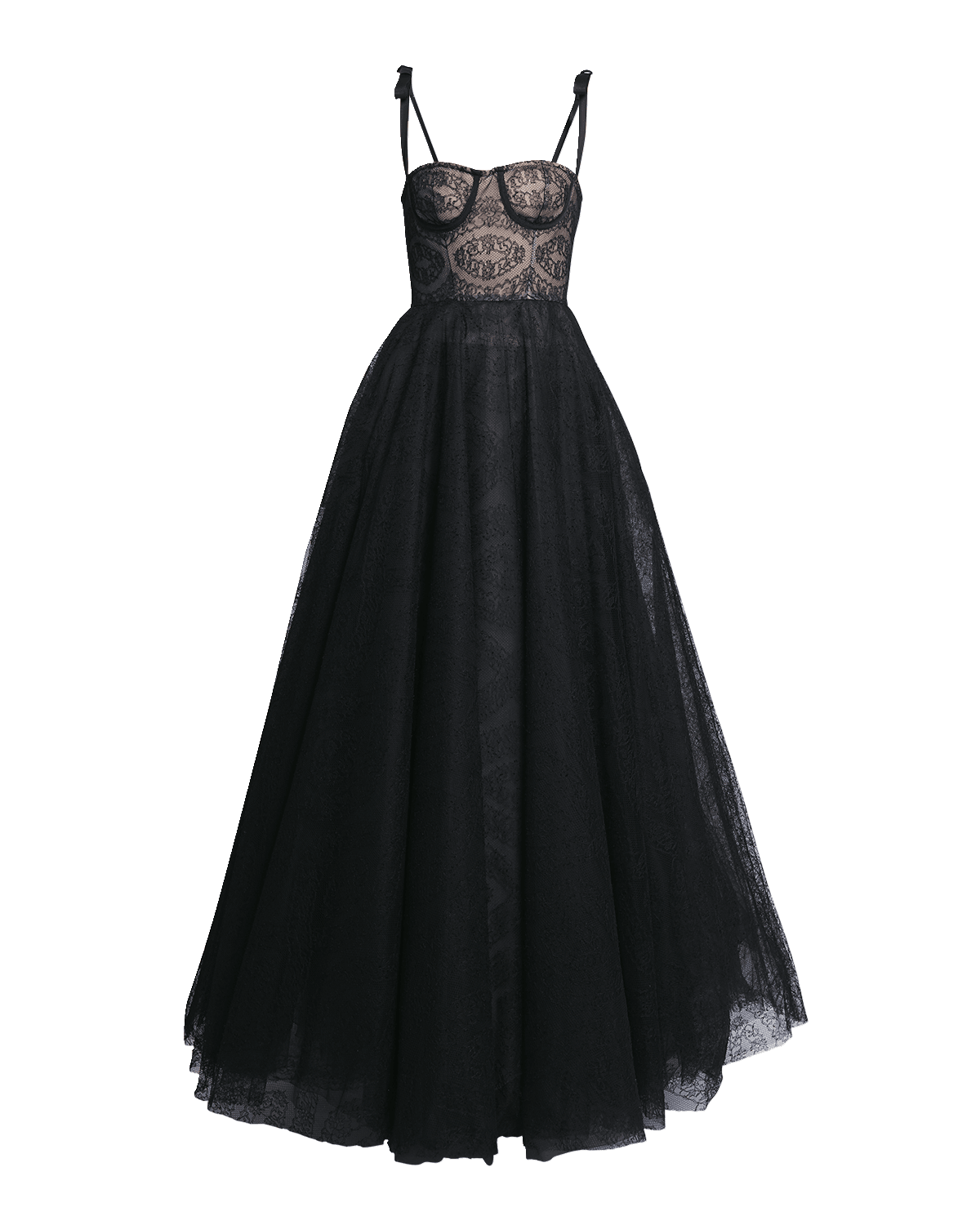 Giambattista Valli Bow-Detail Lace Fit-&-Flare Bustier Gown