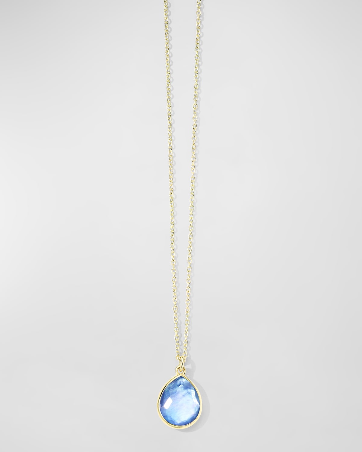 Ippolita 18K Gold Rock Candy Mini Teardrop Pendant Necklace in Rock Crystal MOP and Lapis Triplet