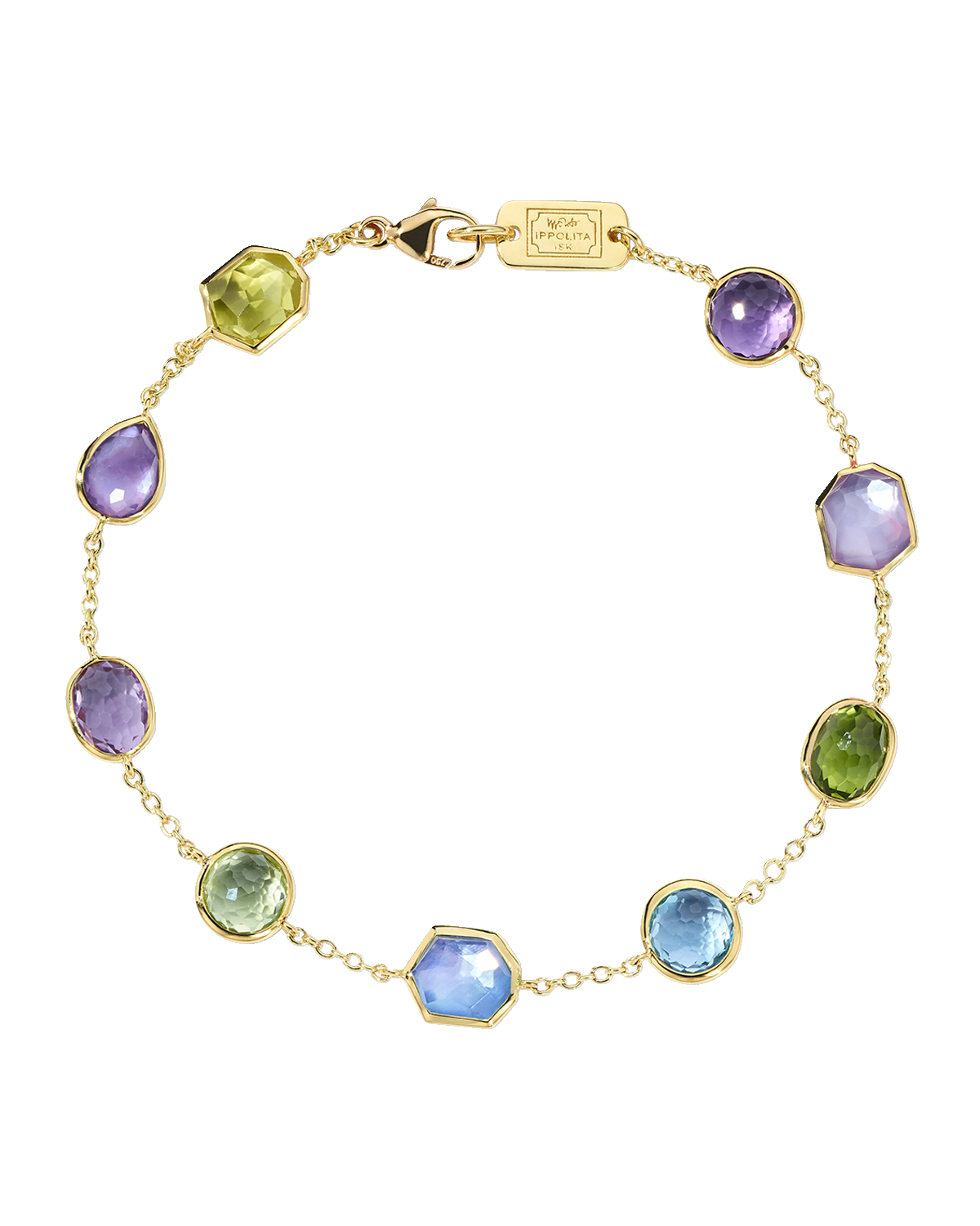 Ippolita 18K Gold Rock Candy 9-Stone Bracelet in Alpine