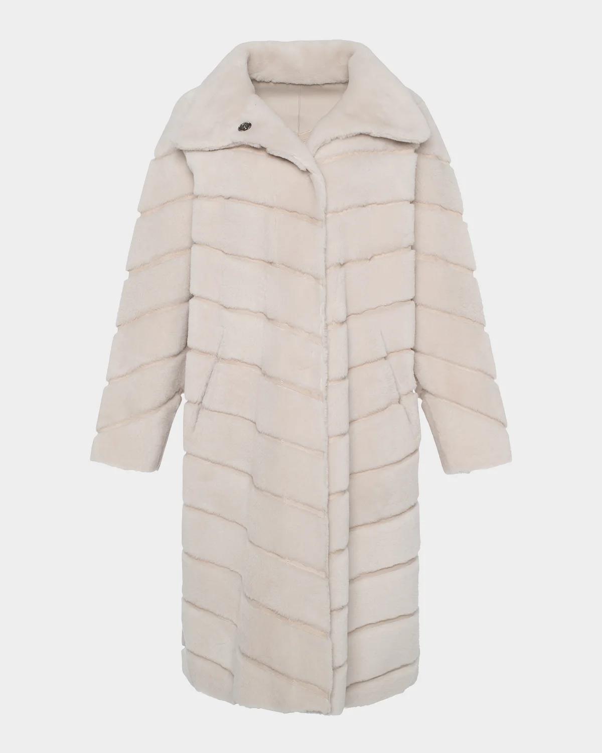 Gorski Reversible Chevron Lamb Shearling Coat
