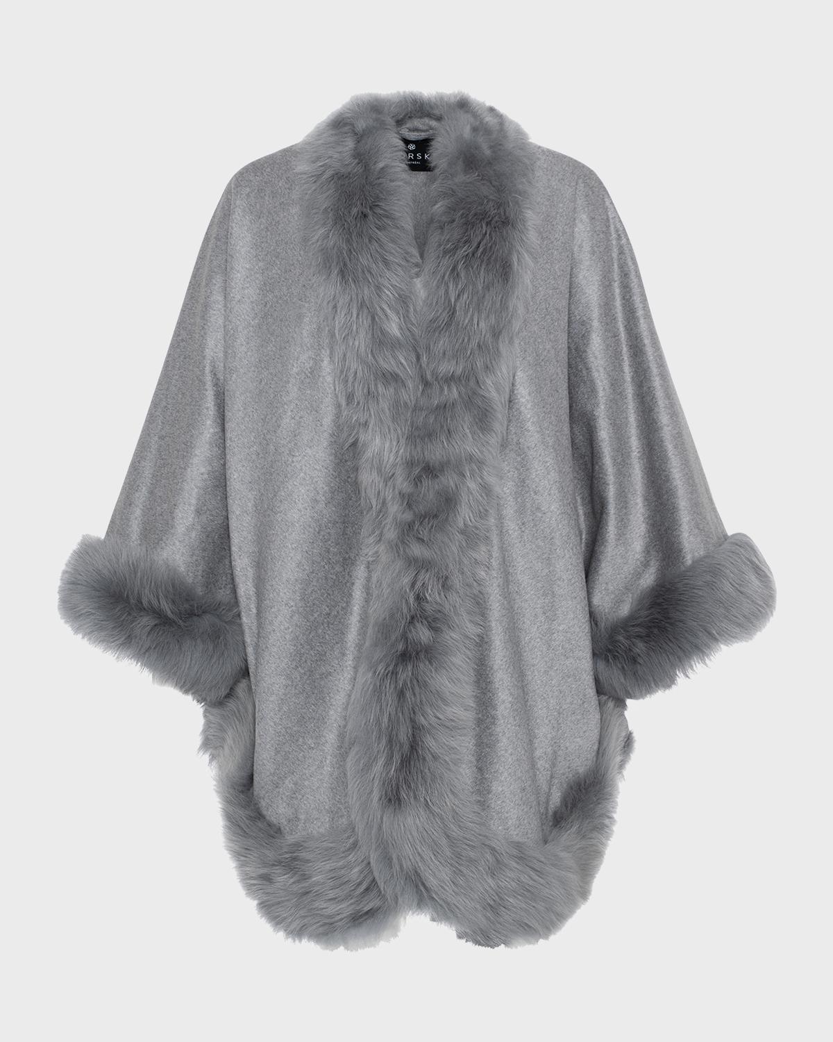 Gorski Cashmere Cape With Toscana Shearling Lamb Trim