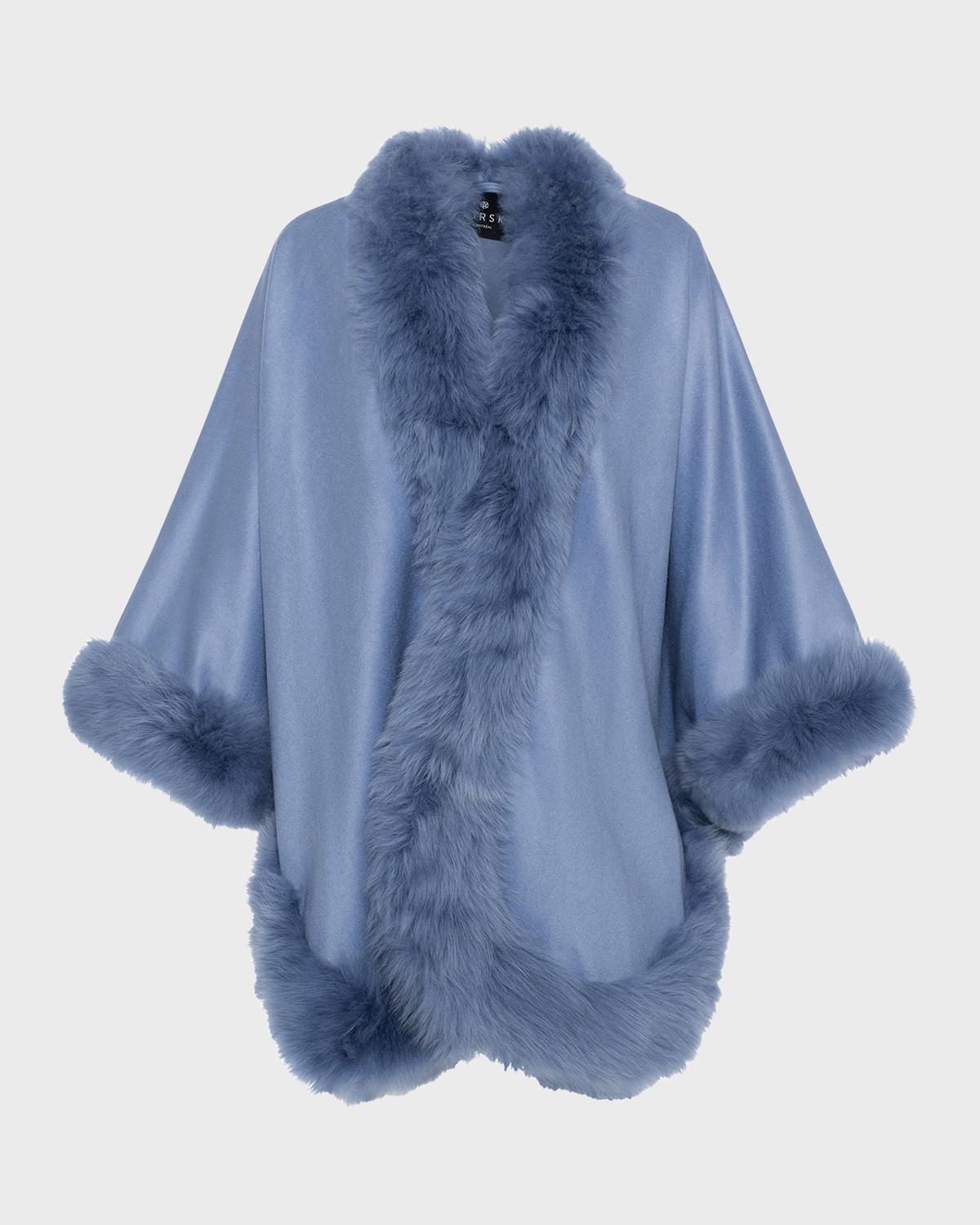 Gorski Cashmere Cape With Toscana Shearling Lamb Trim