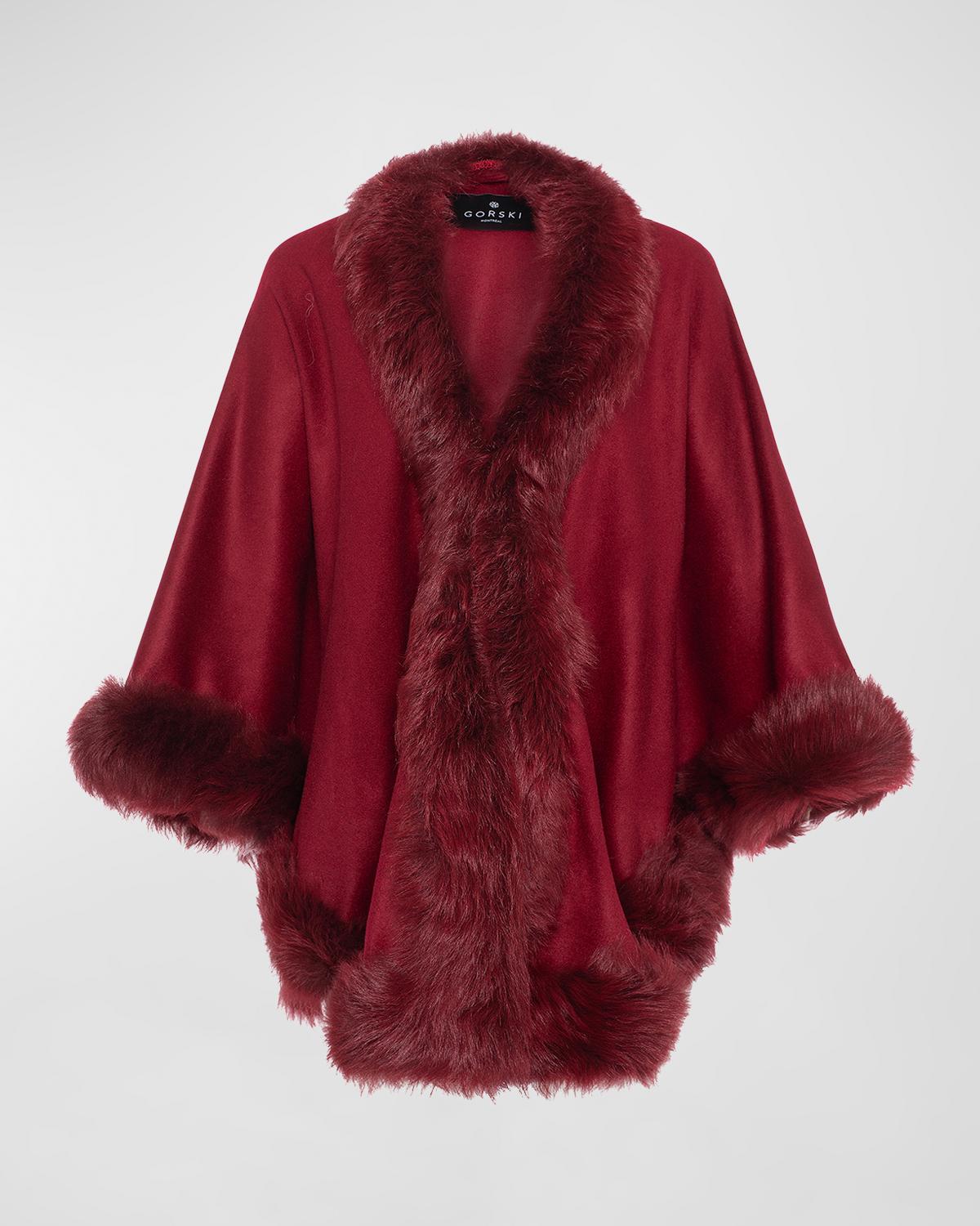 Gorski Cashmere Cape With Toscana Shearling Lamb Trim