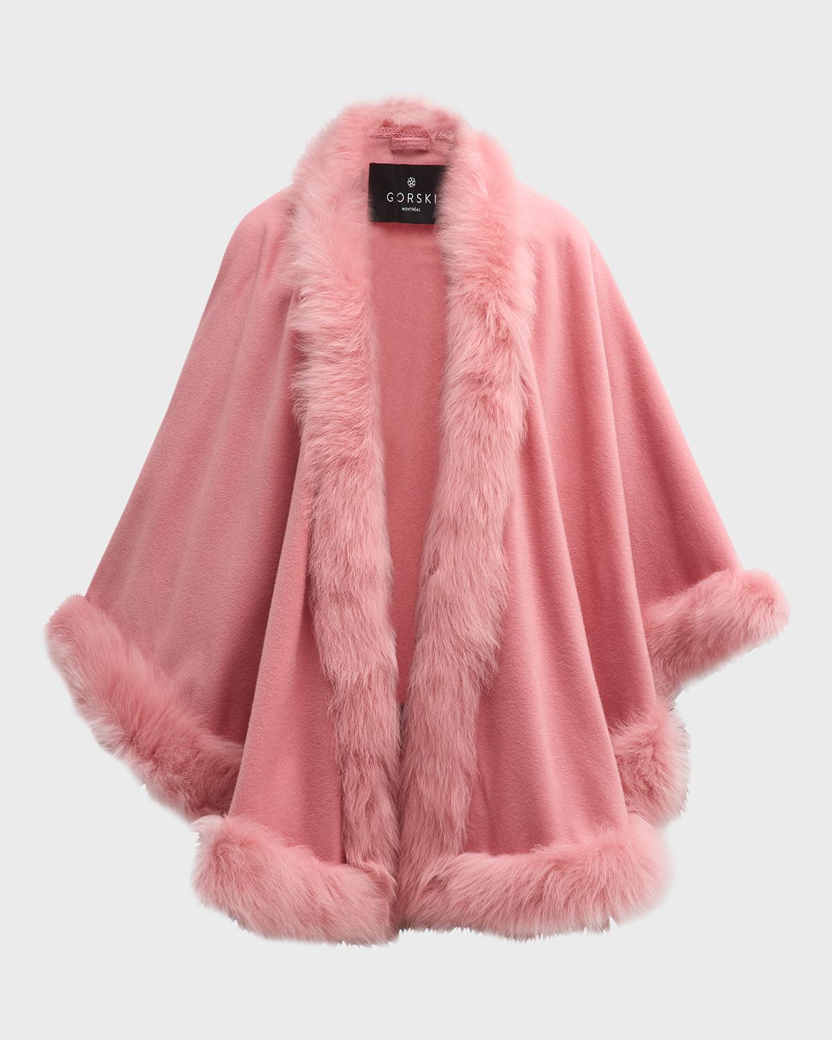 Gorski Cashmere Cape With Toscana Shearling Lamb Trim