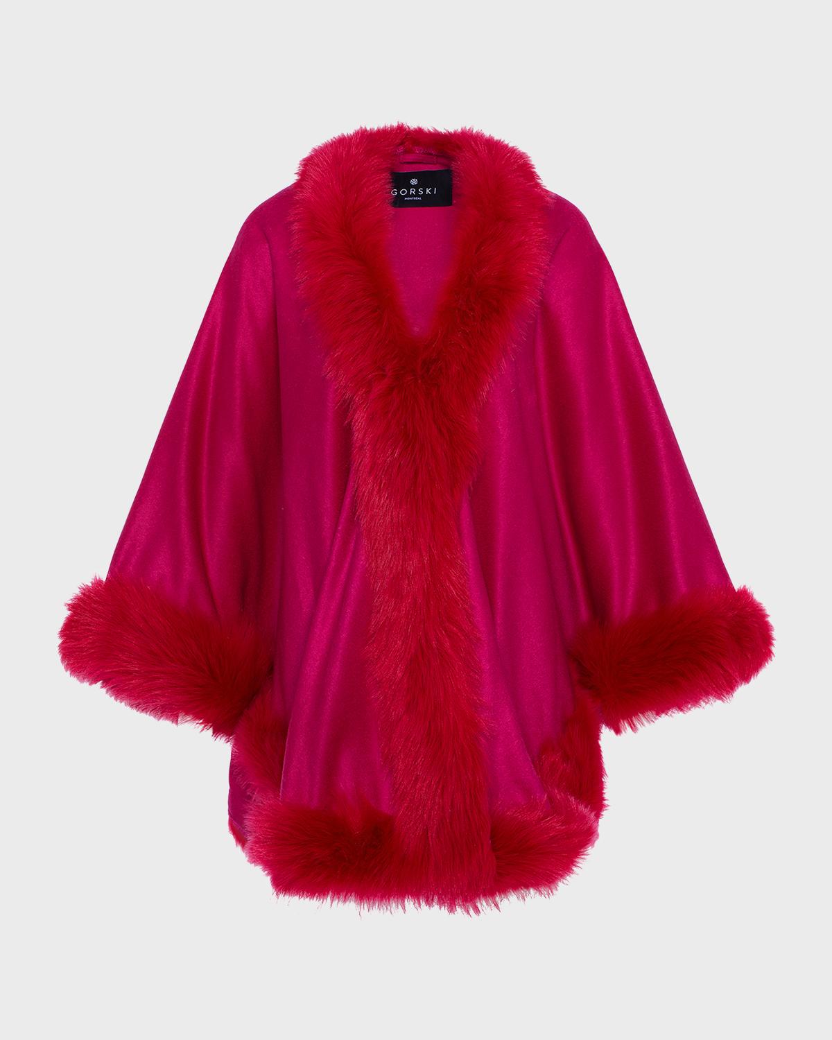 Gorski Cashmere Cape With Toscana Shearling Lamb Trim