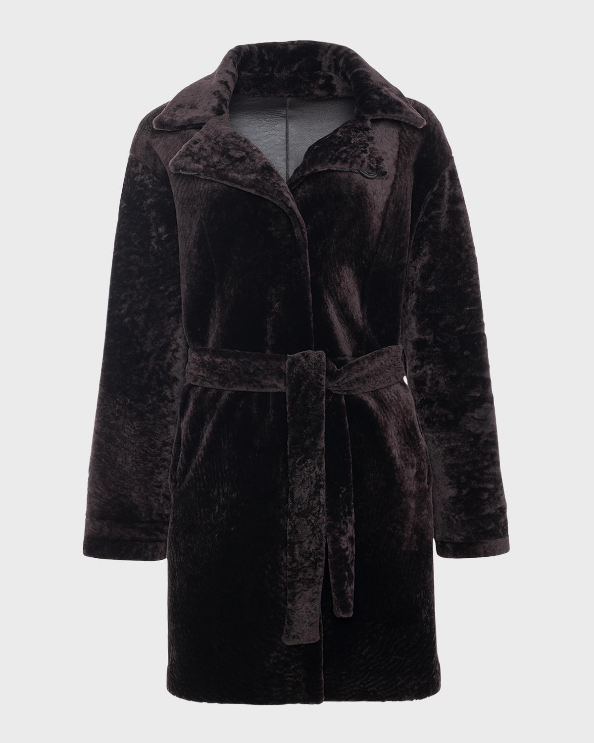Gorski Reversible Lamb Shearling Belted Stroller Coat