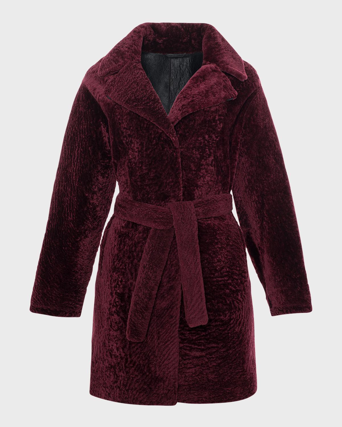 Gorski Reversible Lamb Shearling Belted Stroller Coat