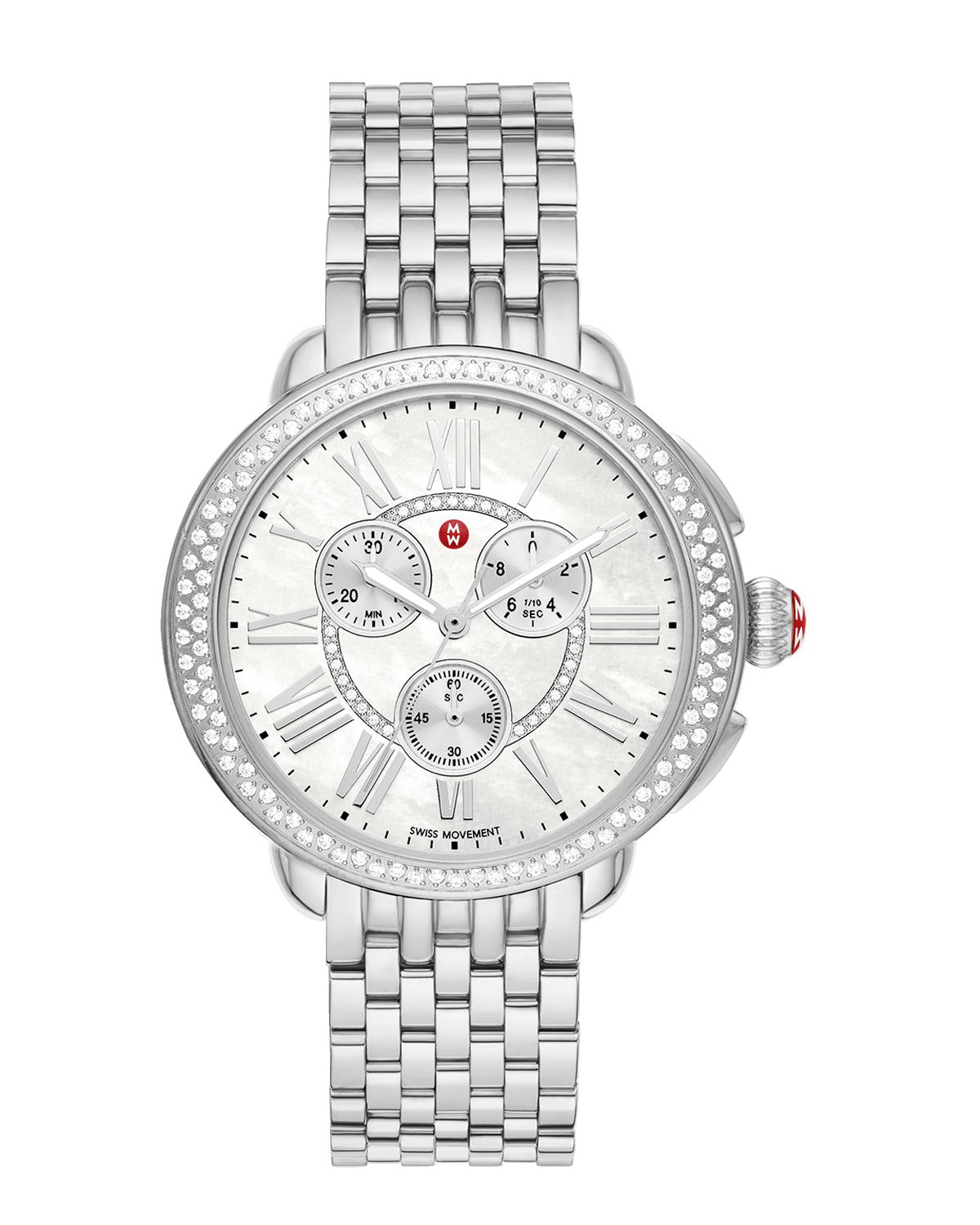 MICHELE 28mm Serein Chronograph Stainless Steel Watch with Diamonds