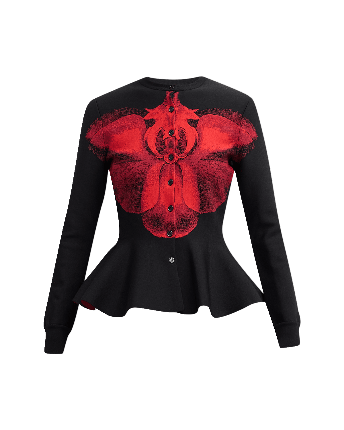 Alexander McQueen Flower Jacquard Peplum Cardigan