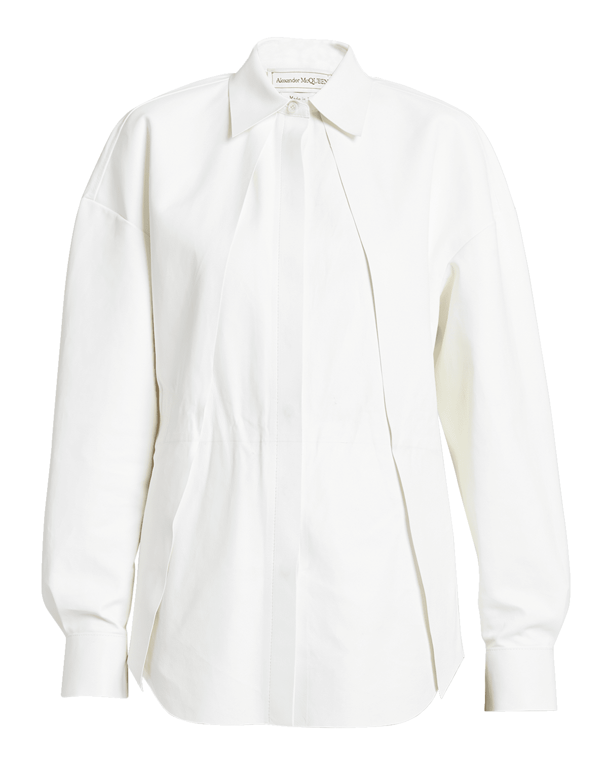 Alexander McQueen Pleated Leather Collared Shirt