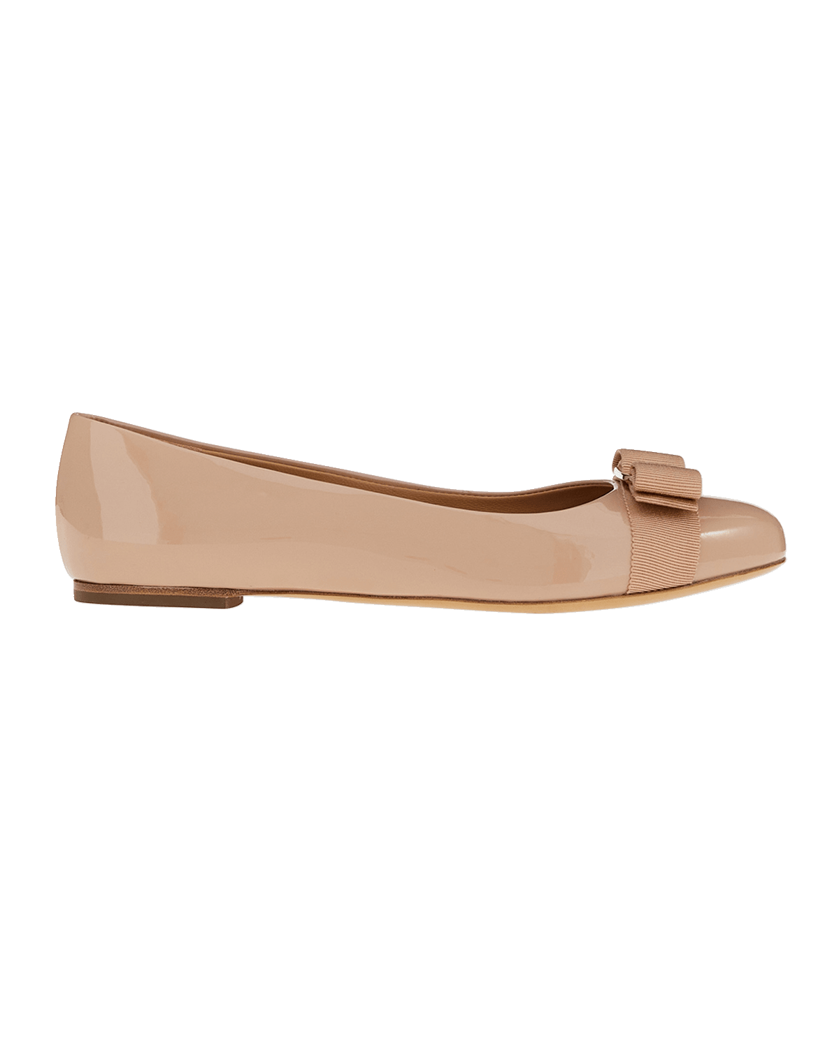 Ferragamo Varina Patent Leather Bow Ballerina Flats