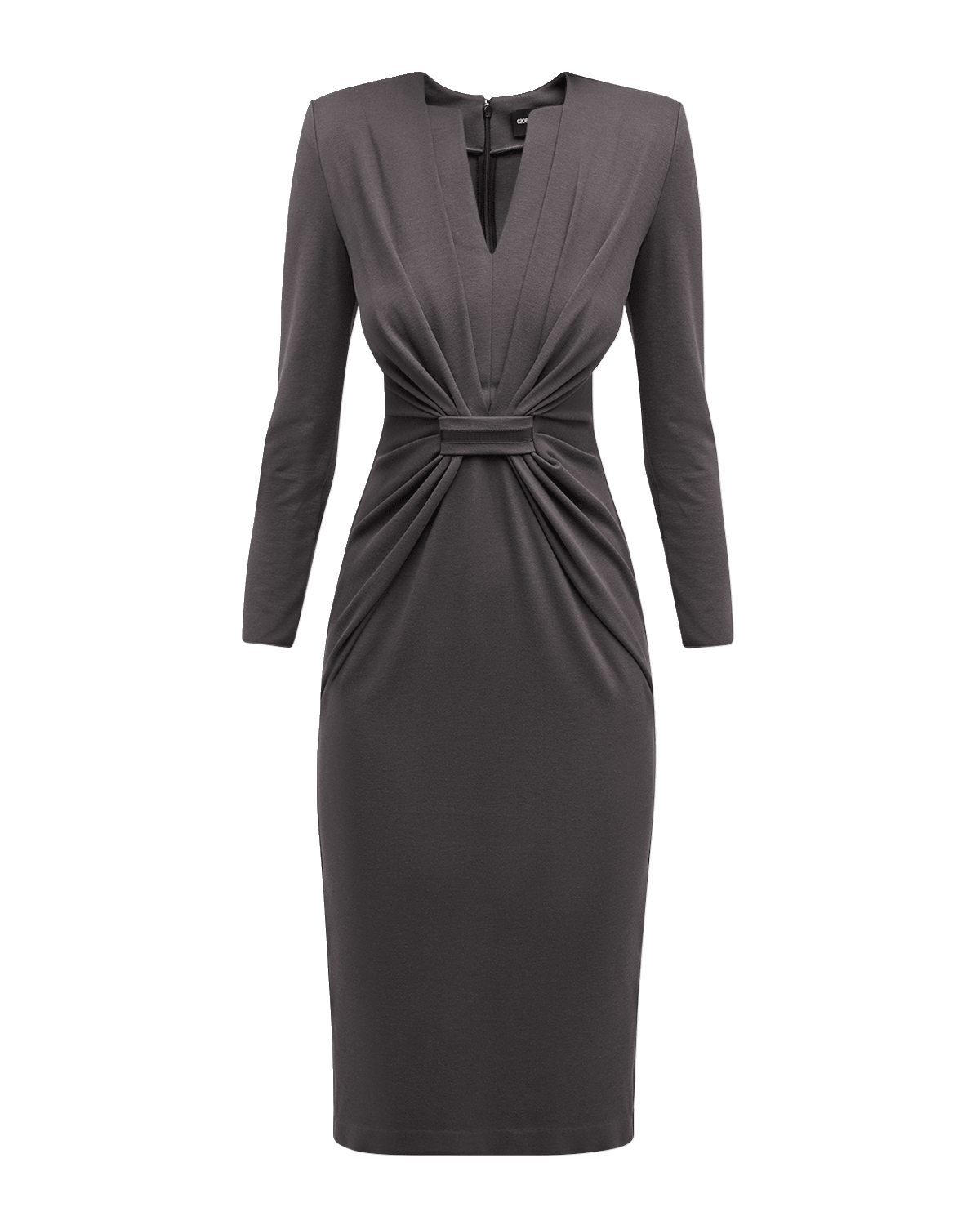 Giorgio Armani Tab-Front Gathered Jersey Sheath Dress