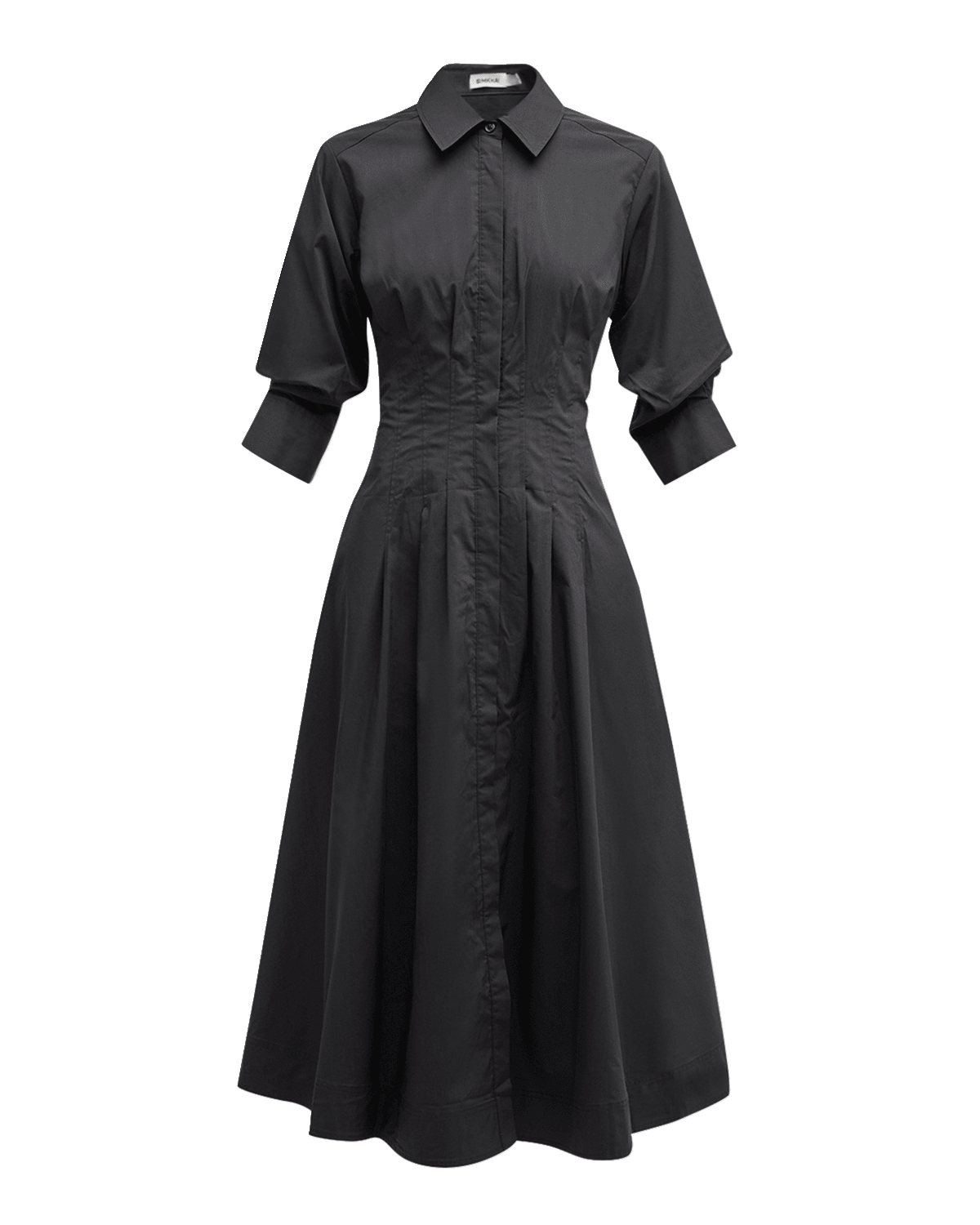 SIMKHAI Jazz Core Cotton Poplin Pintuck Midi Dress
