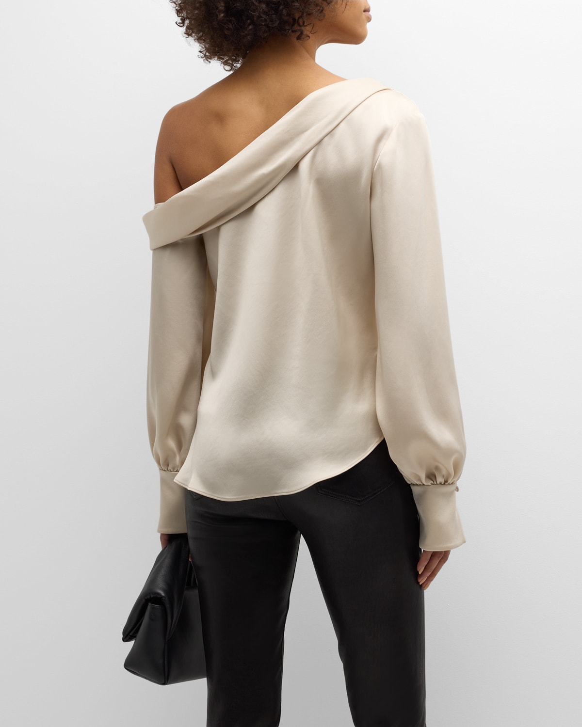 SIMKHAI Alice Draped Satin One-Shoulder Top