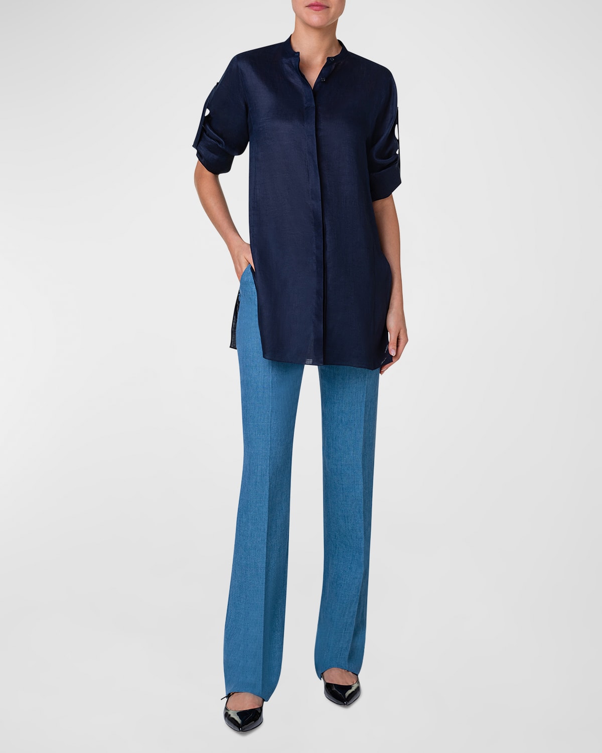 Akris Linen Voile Tunic Blouse