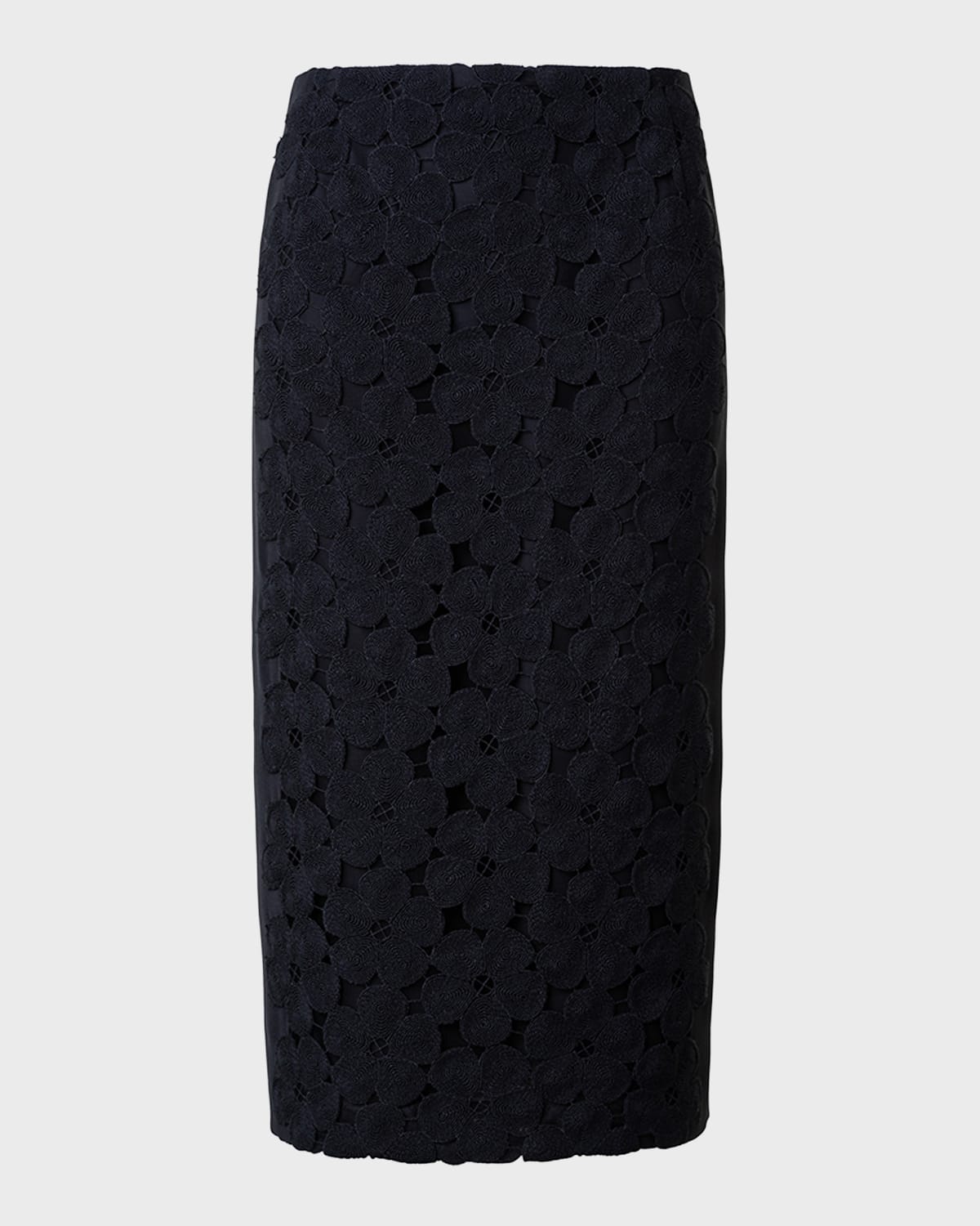 Akris Anemone Embroidered Crepe Pencil Skirt