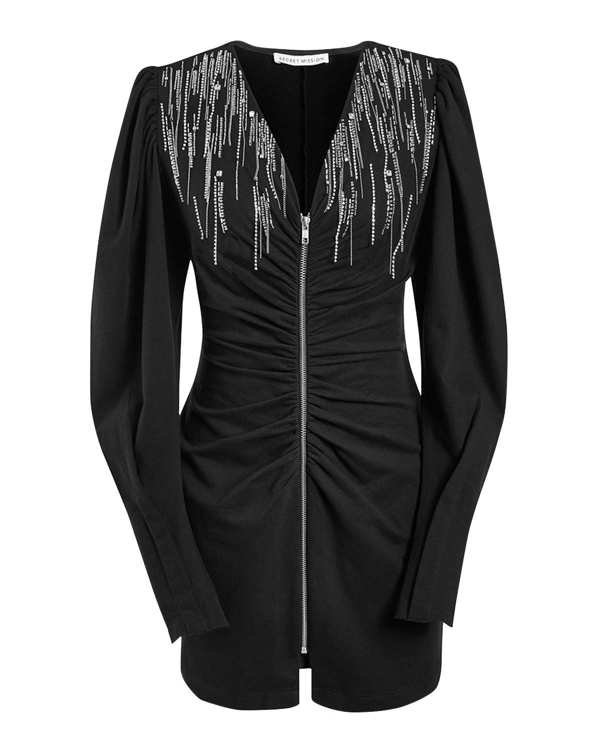 Secret Mission Nancy Embellished French Terry Mini Dress