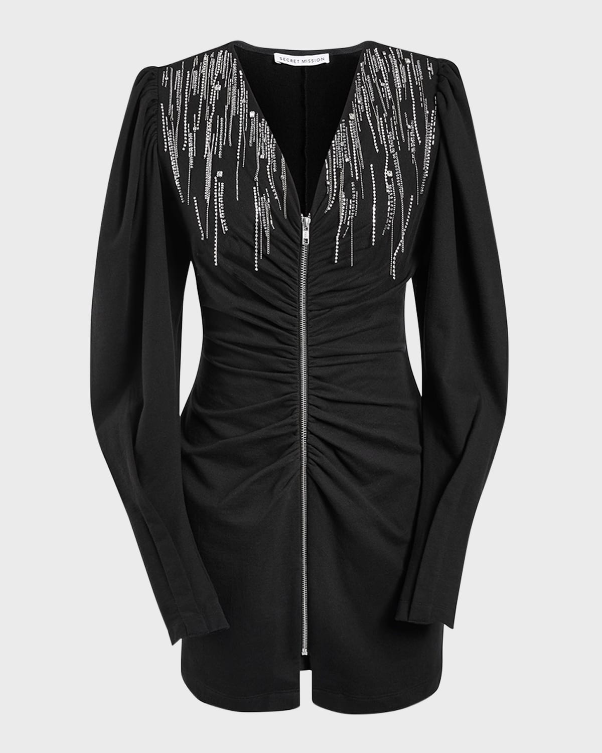 Secret Mission Nancy Embellished French Terry Mini Dress