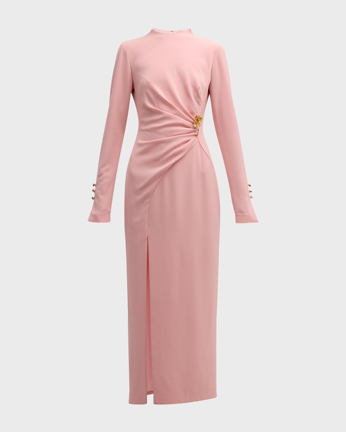 Lela Rose Draped Sheath Dress with Gold-Tone Detail