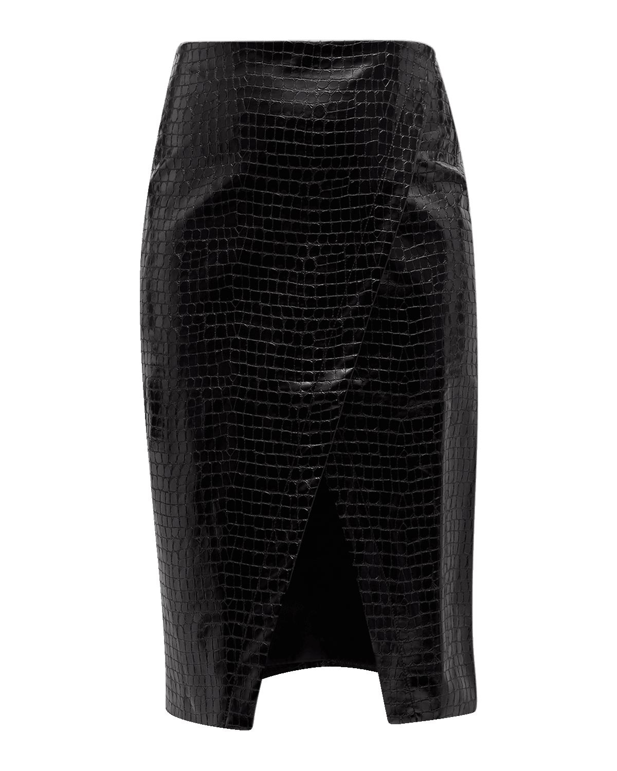 Tanya Taylor Juniper Glossed Faux Crocodile Wrap Skirt