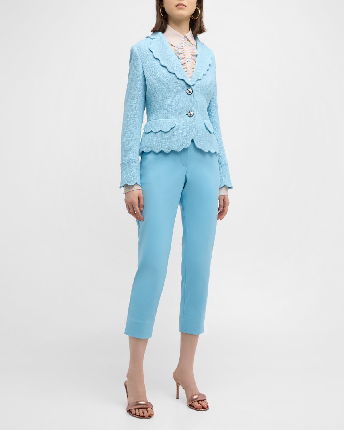 Maison Common Scalloped Cotton-Blend Two-Button Tweed Jacket