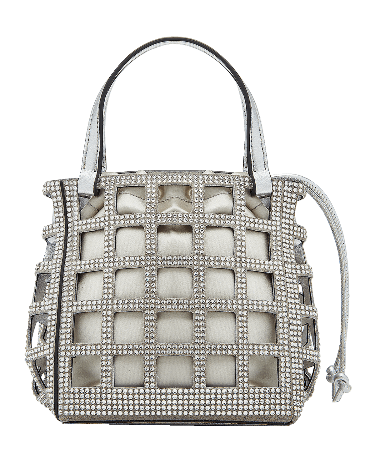 Oscar de la Renta Crystal Mini Square Grid Tote Bag