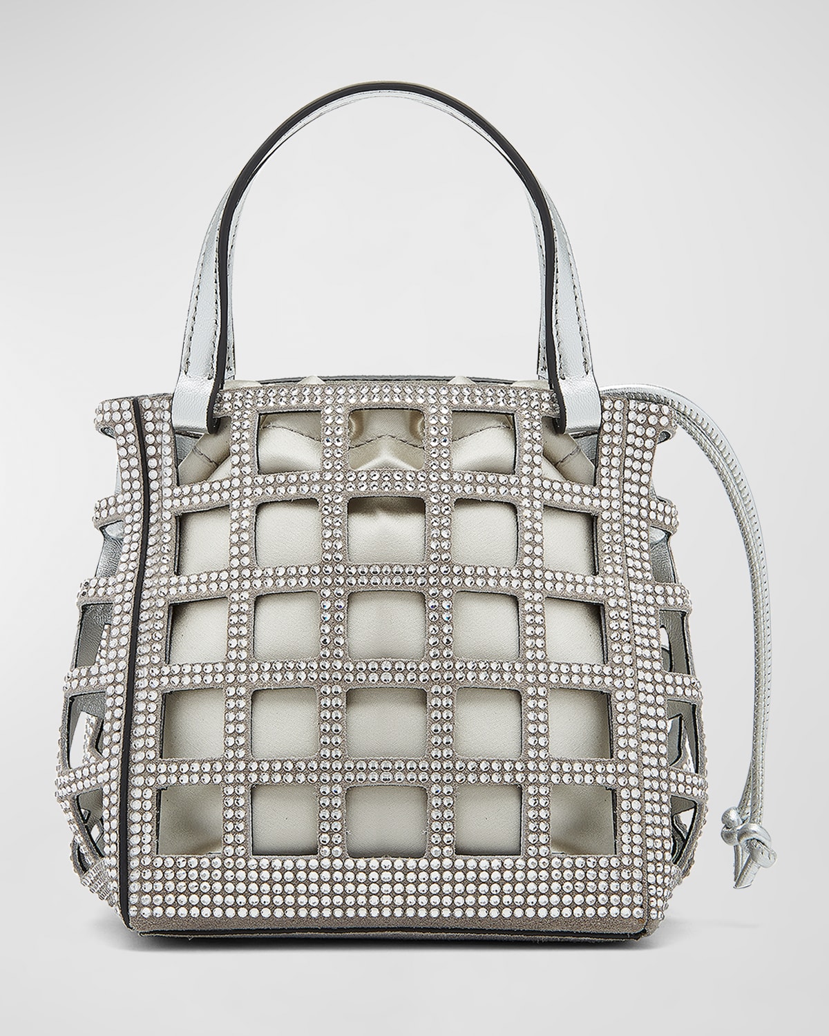 Oscar de la Renta Crystal Mini Square Grid Tote Bag