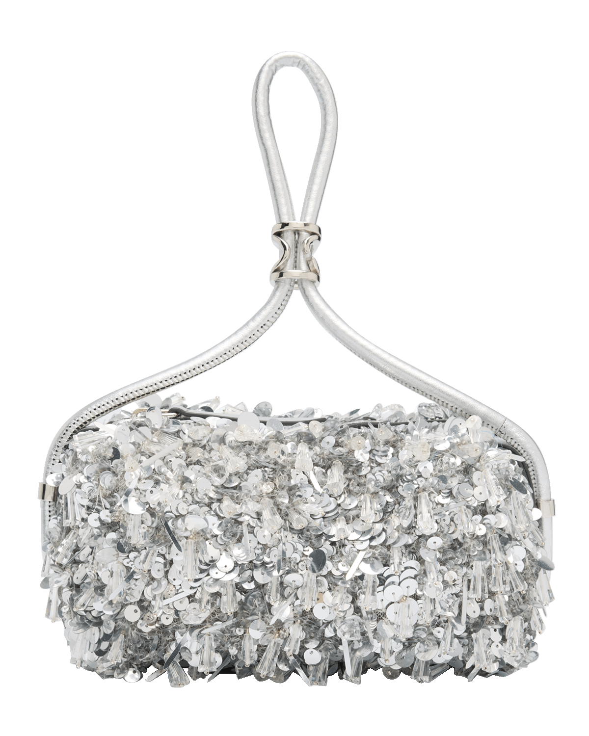Oscar de la Renta Metallic Sequin Pouch Top-Handle Bag
