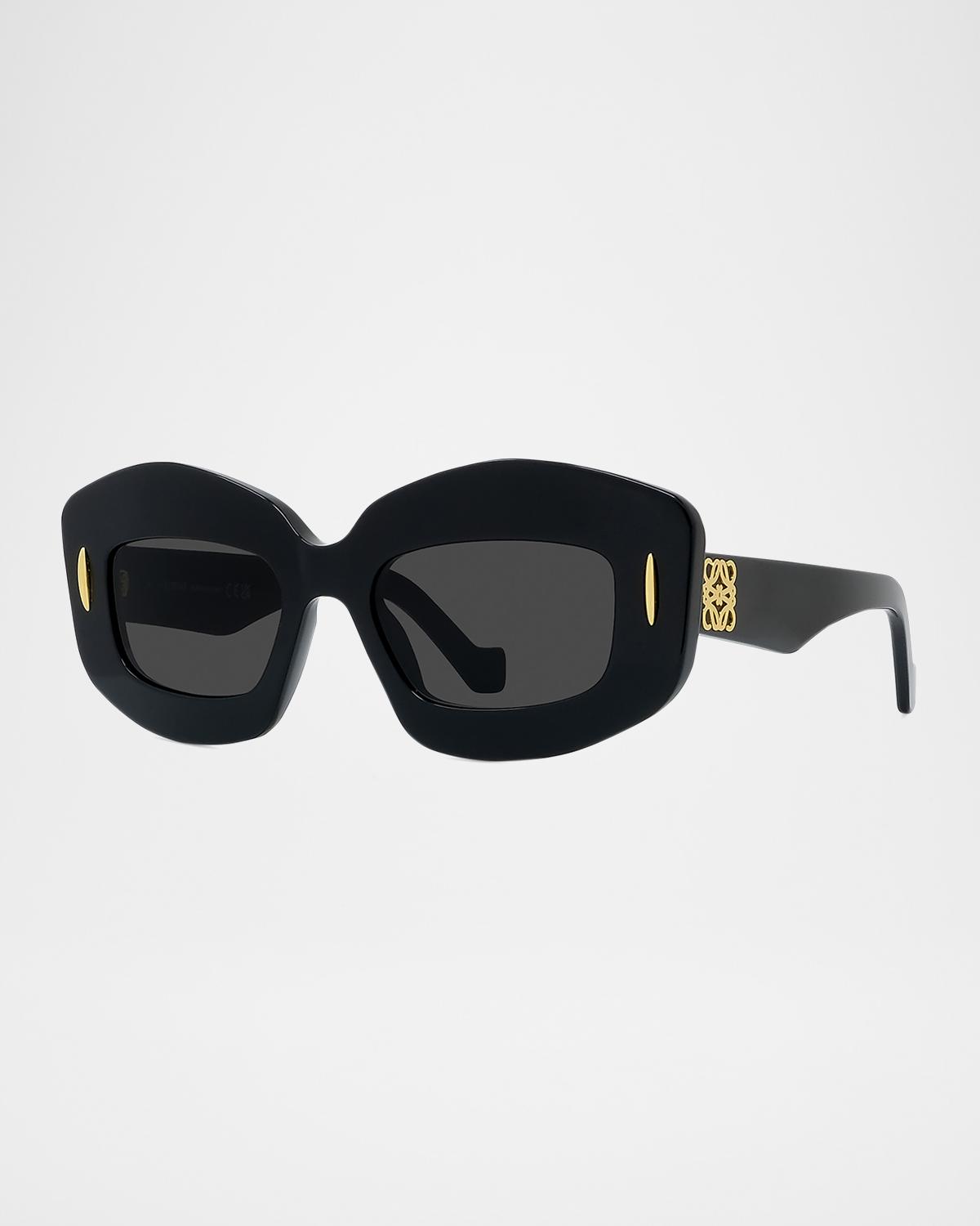 LOEWE Men's Anagram Acetate-Nylon Rectangle Sunglasses