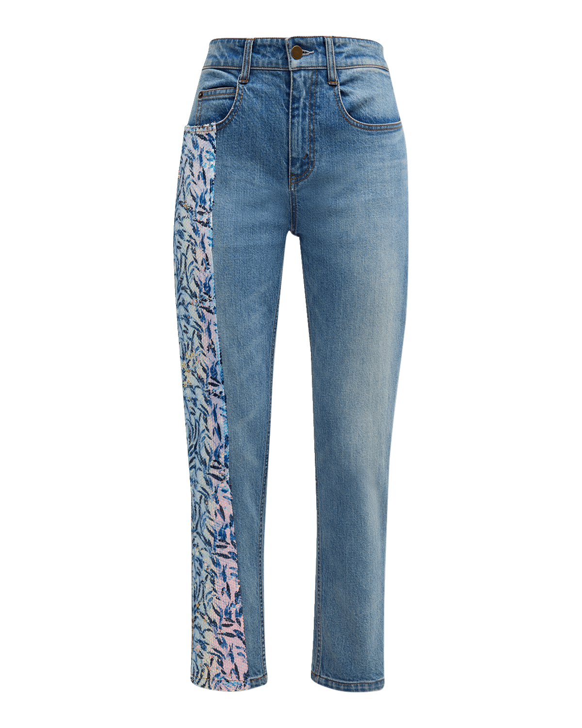 Hellessy Lily Sequin Chenille Paneled Skinny-Leg Ankle Jeans