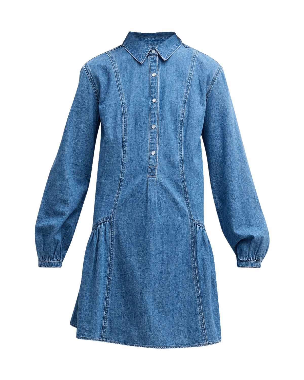 Veronica Beard Chaia Long-Sleeve Denim Mini Shirtdress