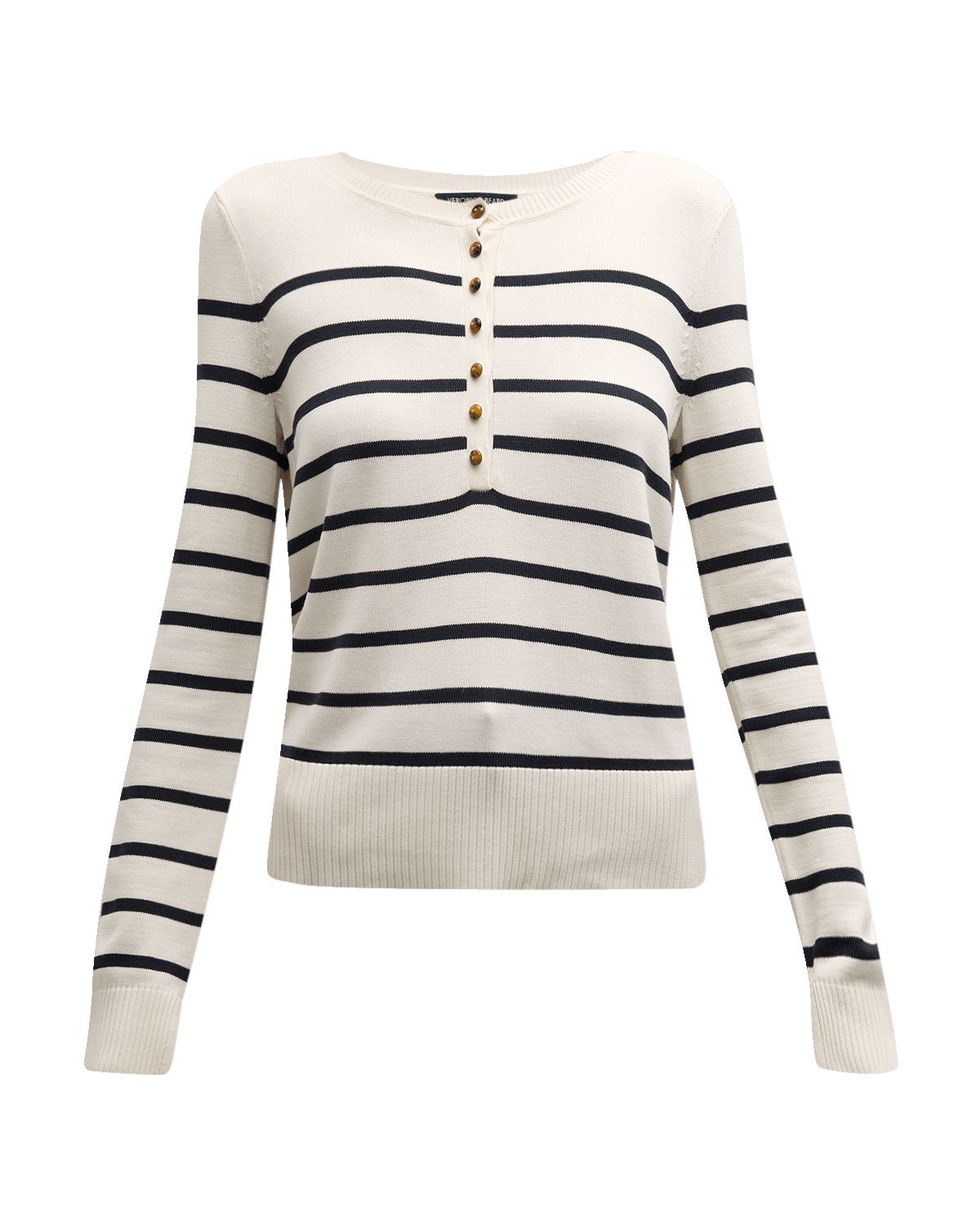 Veronica Beard Dianora Stripe Knit Half-Button Top