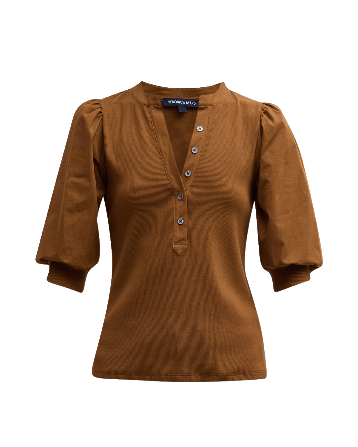 Veronica Beard Coralee Puff Sleeve Button-Front Top