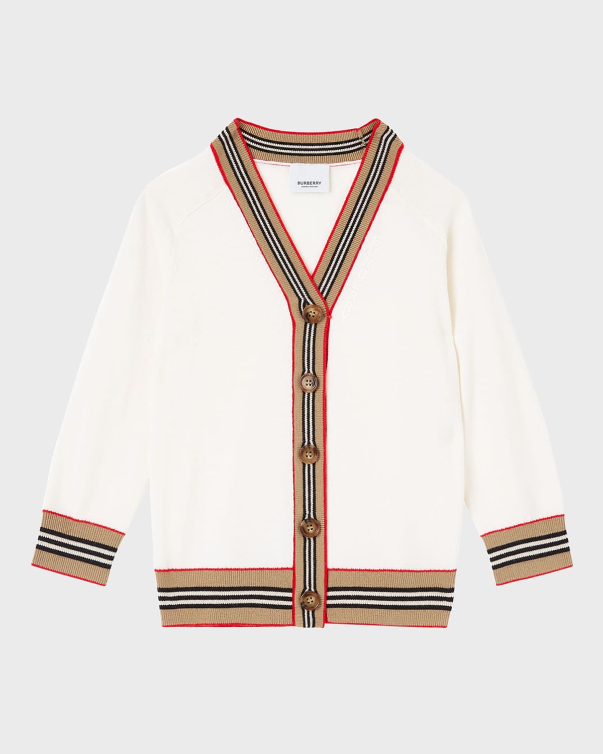 Burberry Girl's Graham Icon Stripe Wool-Blend Cardigan, Size 6M-2