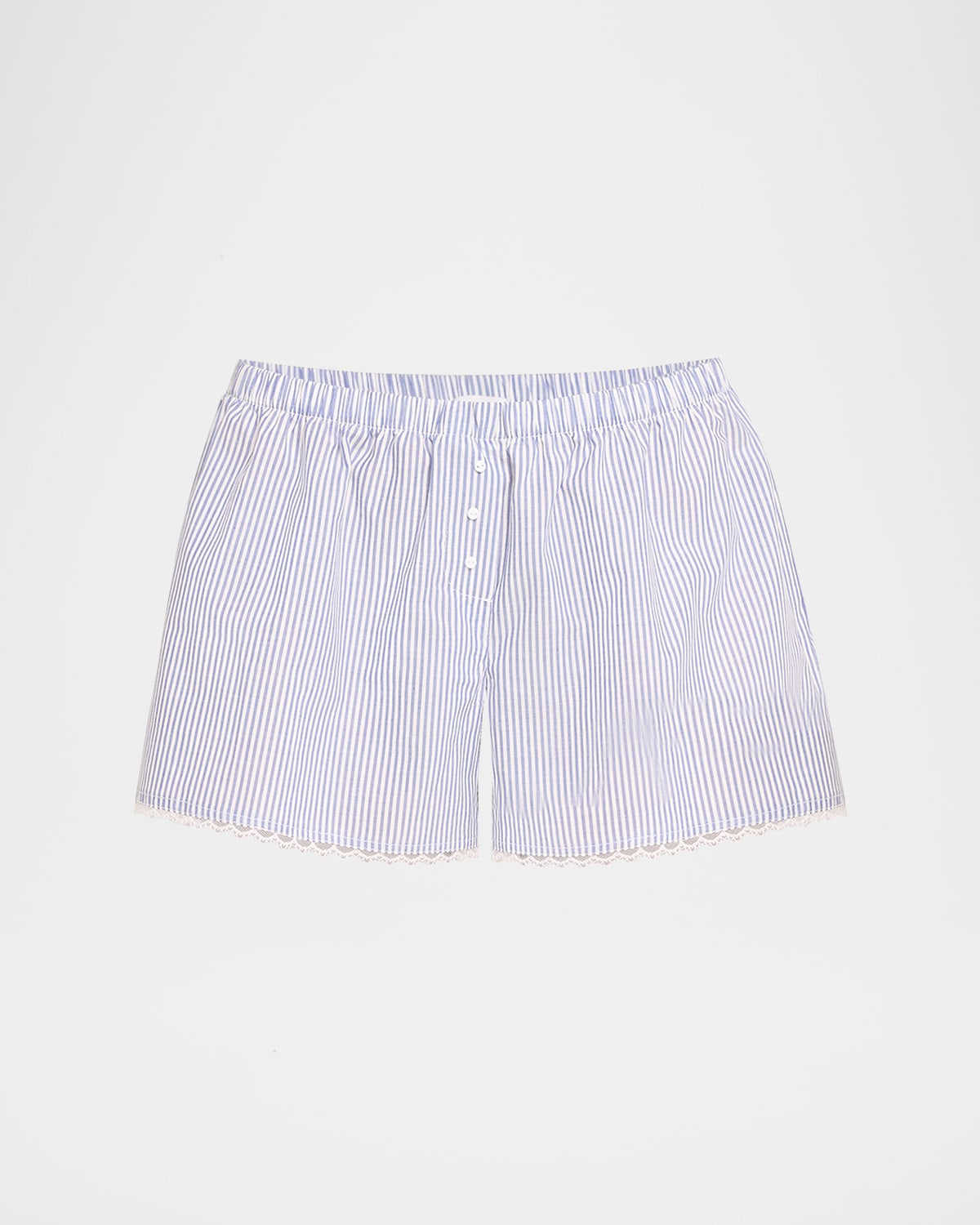 Andine Gigi Striped Lace-Trim Cotton Boxer Shorts