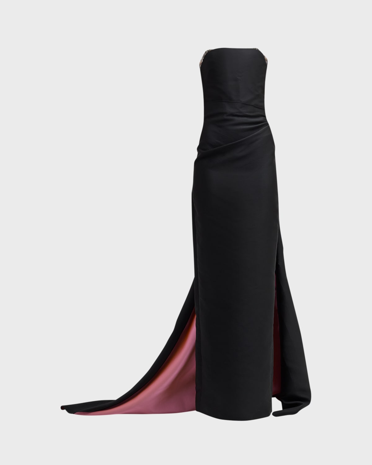 Monique Lhuillier Strapless Evening Gown With Bi-Color Train